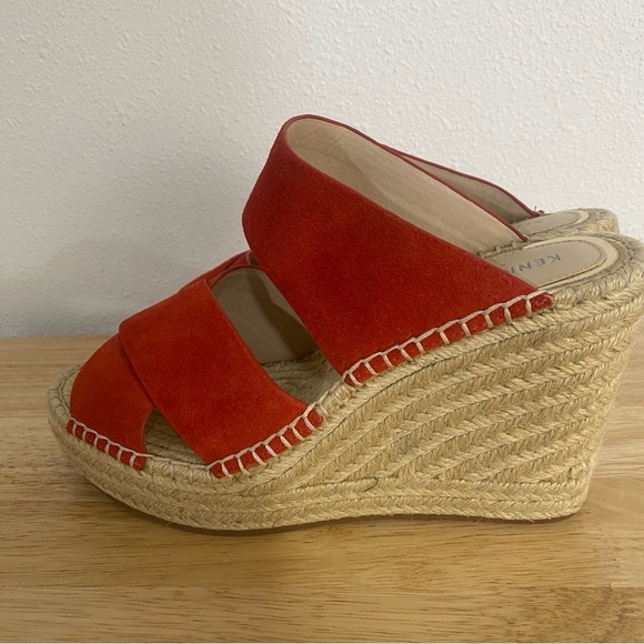 Kenneth Cole Olivia Espadrille Suede Red Platform Wedge 9 - Picture 3 of 7